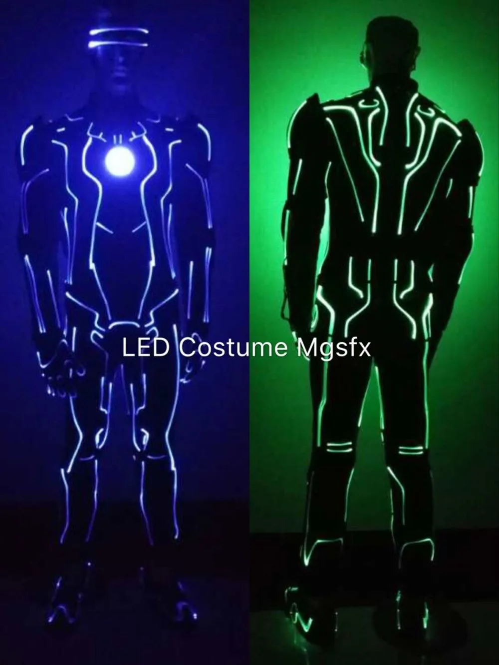 Change Colors Iron Man LED Optic Fiber Light Up Dance Costume LED Robot Halloween Dress For Nightclub DJ Stage Performance