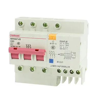 

MWM47-63 C63 AC 400V Mini Circuit Breaker + DZ47LE Earth Leakage Circuit Breaker