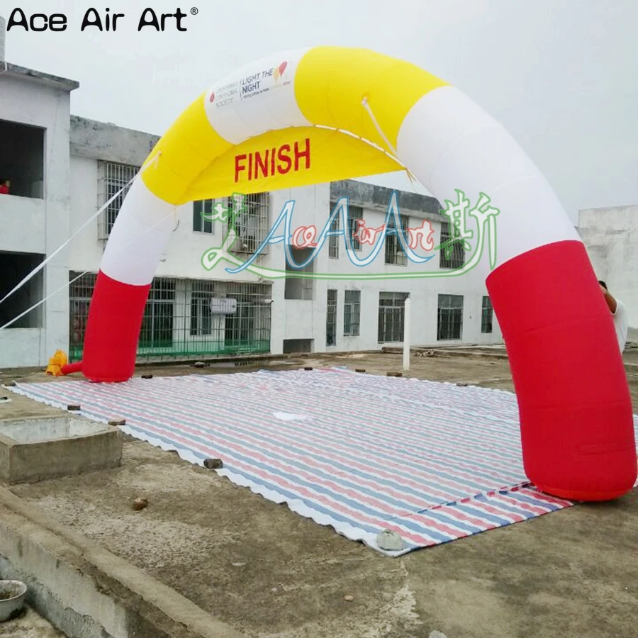 8m W x 4m H Yellow White Inflatable Semicircle Arch Curved Start Finish Line for Athletic Events by Ace Air Art