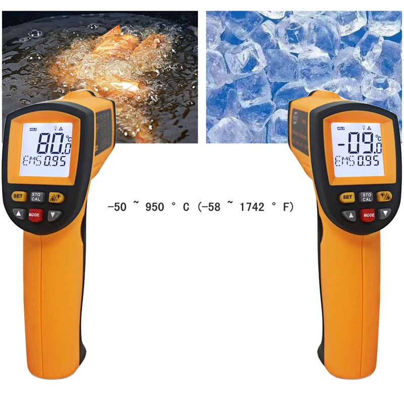 Digital Infrared Thermometer Red Laser Temperature Meter Detector Non-Contact IR Pyrometer LCD Temperature Meter Gun Point