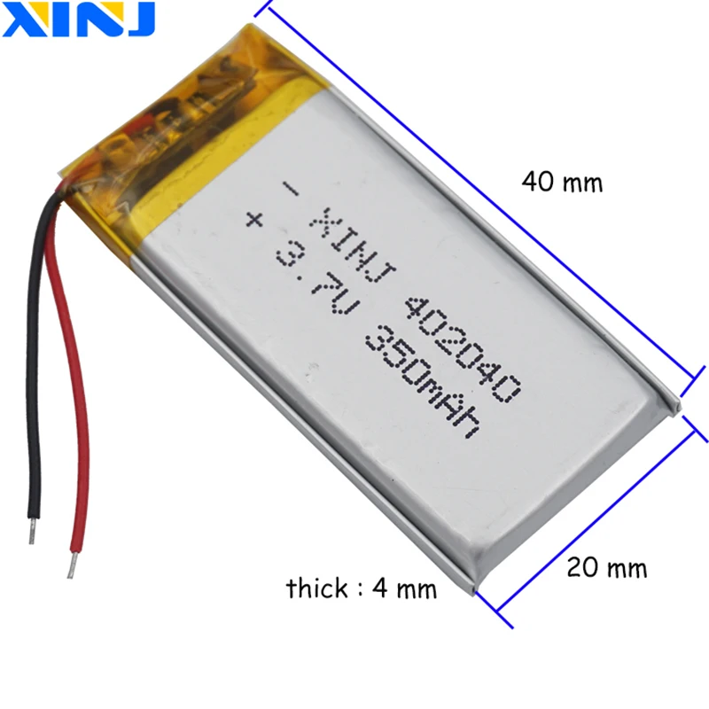 10pcs 3.7V 350 mAh Rechargeable Polymer Lithium Li Lipo Battery 402040 For GPS Sat Nav MP3 Camera Solar Lamps Music Player MP4