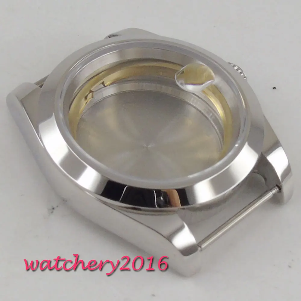 36mm  steel sapphire glass automatic Polished Watch Case fit NH35A NH36A ETA 2824 PT5000 MIYOTA 8215 8205 Movement