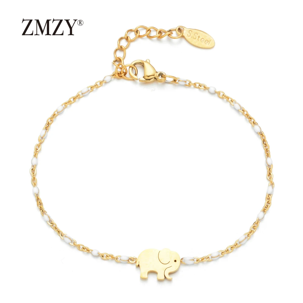 ZMZY Cute Charm Elephant Bracelet Friendship Bracelet Gift Bracelets for Women/Girls/Kids Gold Color Stainless Steel Jewelry