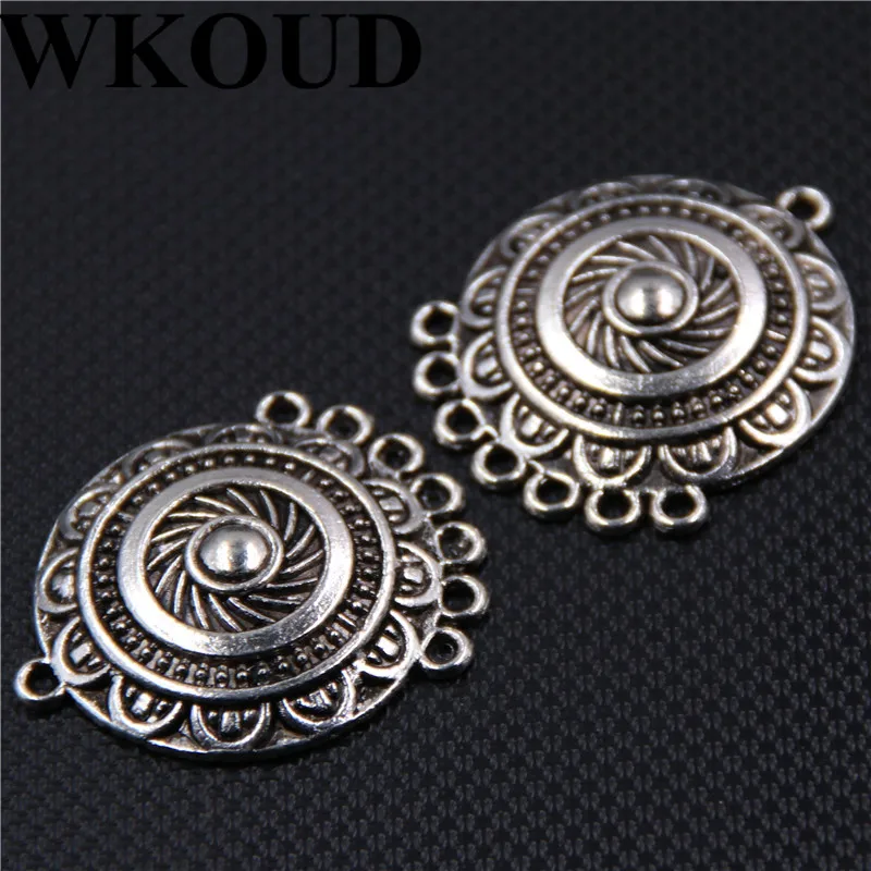 

6pcs Bohemian Style Swirl Pattern Porous Connector Ethnic Style Earrings Metal Accessories DIY Charm Jewelry Crafts Making A125