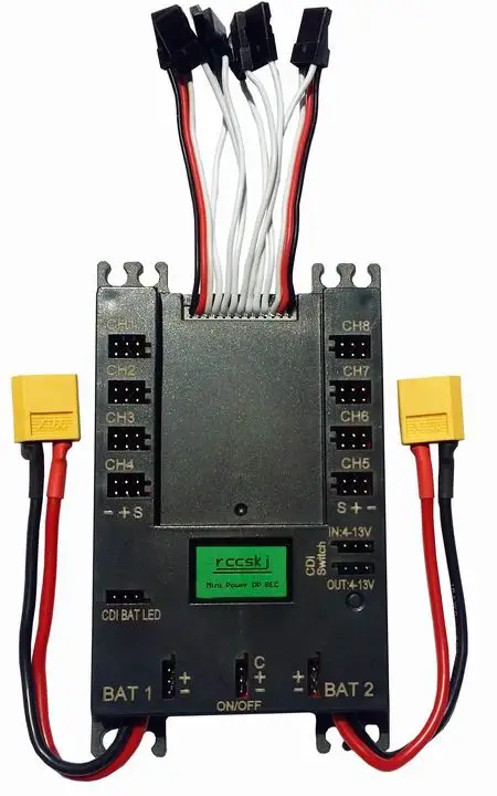 Mini Servo Section board Power Distribution Box PB5004 for Gasoline Airplane with 30A UBEC / XT60 Plug