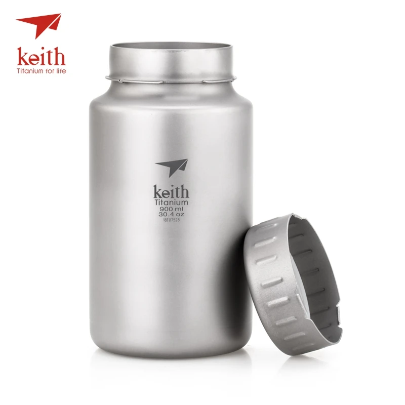 Keith Titanium Large Kettle Non-threaded Kettle With Bag Large Capacity Outdoor Camping Bottles 900ml 1200ml