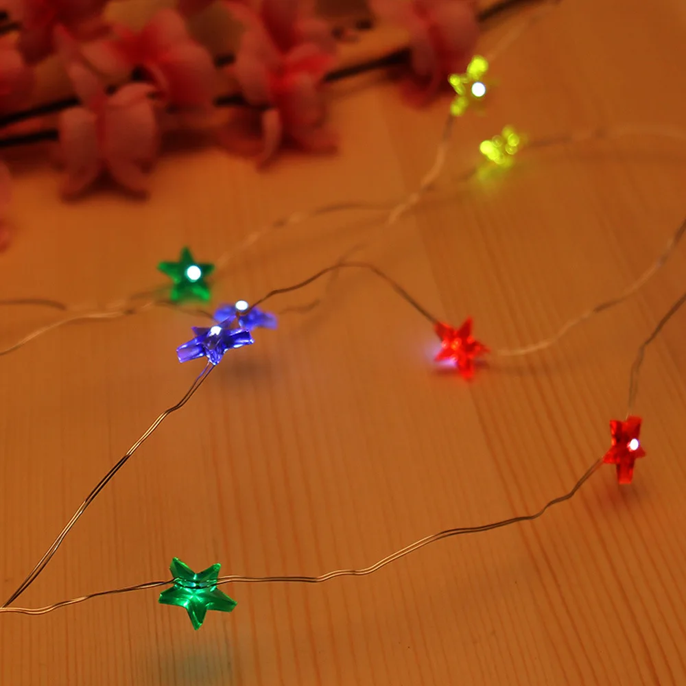 20LED copper wire lamp wedding decoration light string waterproof button battery star flashing light string