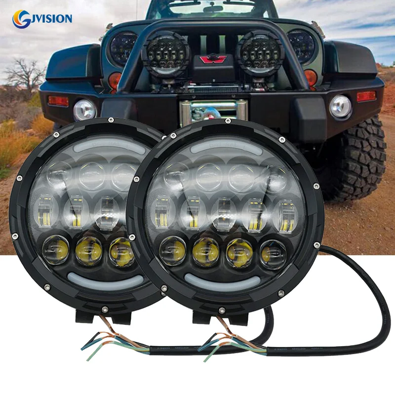 

Super Bright 7'' 105W Round LED Work Lights High/Low Beam DRL7 Inch LED Driving Light For Jeep Trucks Offraod 4x4 With Bracket