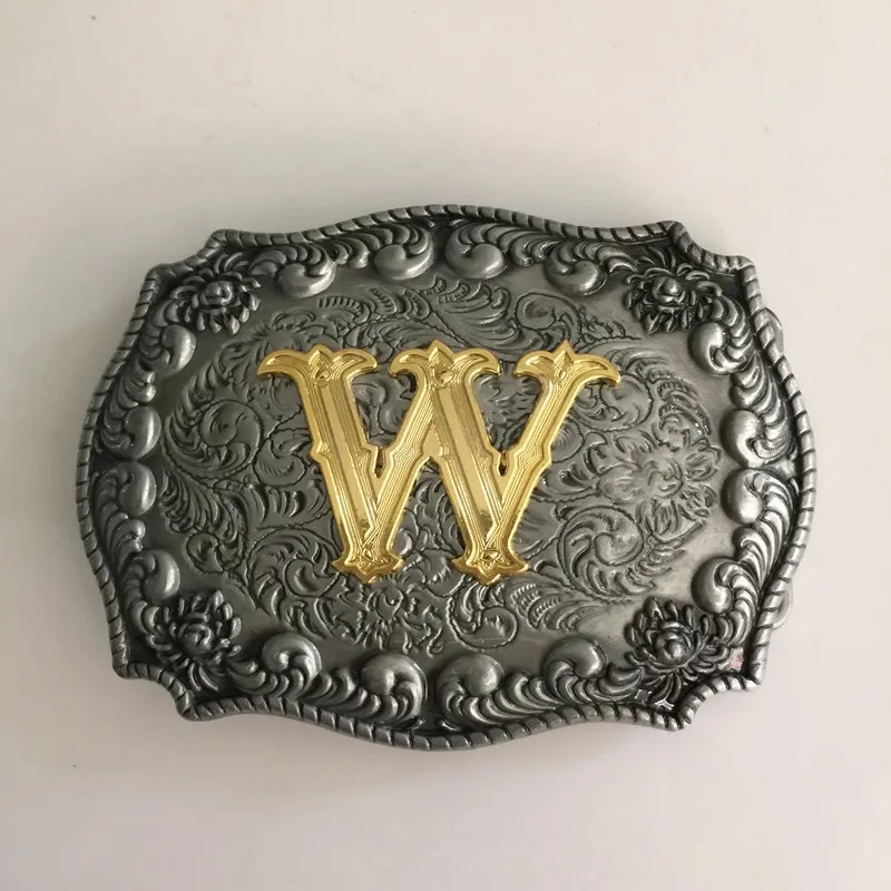 17 Different Style Western Men\'s Golden Initial Letter Belt Buckle A B C D E G H J K L M P R S T U W For 4cm/1.58in Wideth Belt