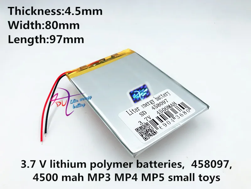 3.7V,4500mAH 458097 (polymer lithium ion battery) Li-ion battery for tablet pc,mp3,mp4,cell phone,speaker!