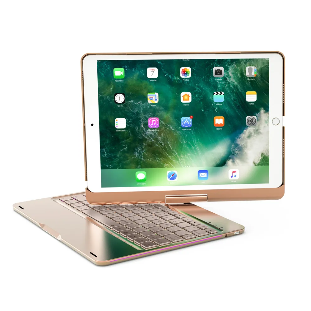 

For iPad Pro 10.5 Smart Slim 7 Colors LED Backlit 360 Degree Swivel Rotating Aluminum Wireless Bluetooth Keyboard Case Cover