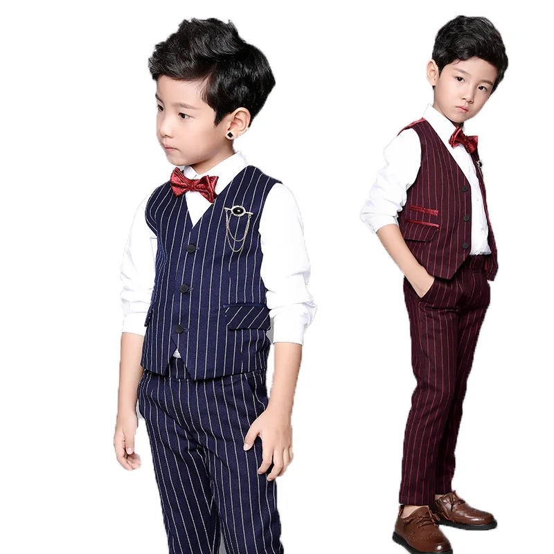 Flower Boys Clothing Set School Kids Wedding Formal Dress Vest Pants 2Pcs Suit Children Birtdahy Prom Ceremony Costume