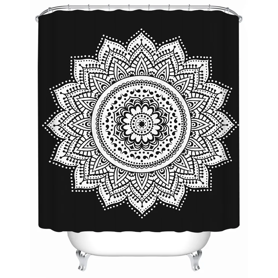 BeddingOutlet Mandala Shower Curtain Flower Polyester Waterproof Bohemian Bath Curtain Classical With Hooks banheiro 180x180cm