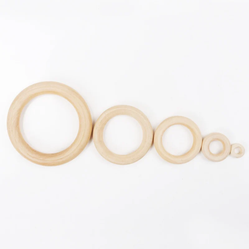 Unfinished Solid Natural Wooden Teething Ring Wood Lead-Free Beads For Ornaments Connectors Jewelry Making Macrame DIY Wood Hoo