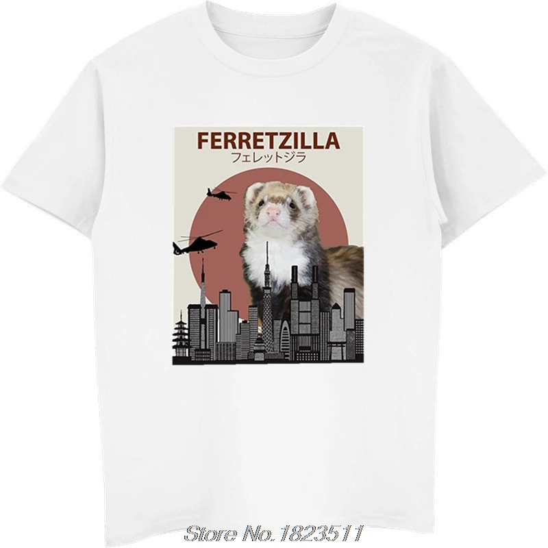 Hot Sale Fashion Ferretzilla Funny Ferret T-Shirt | Gift For Ferret Lovers Tshirt Funny Men Tees Tops Harajuku Streetwear