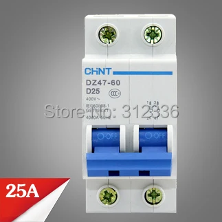 Free Shipping circuit breaker DZ47-60 C25 2P 25A  2 pole domestic C type small air switch unipolar  Electric shock protection