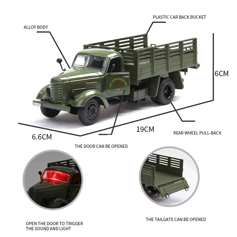 Sale 1:36 Military transport truck alloy model,simulation metal die-casting sound and light pull back model,free shipping