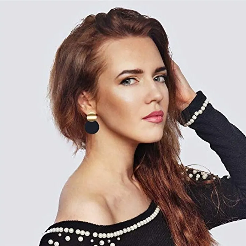 Fashion Round Sequin Dangle Earrings for Women Colorful Punk Metal Long Drop Earring Female Statement Bohemian Jewelry Gift