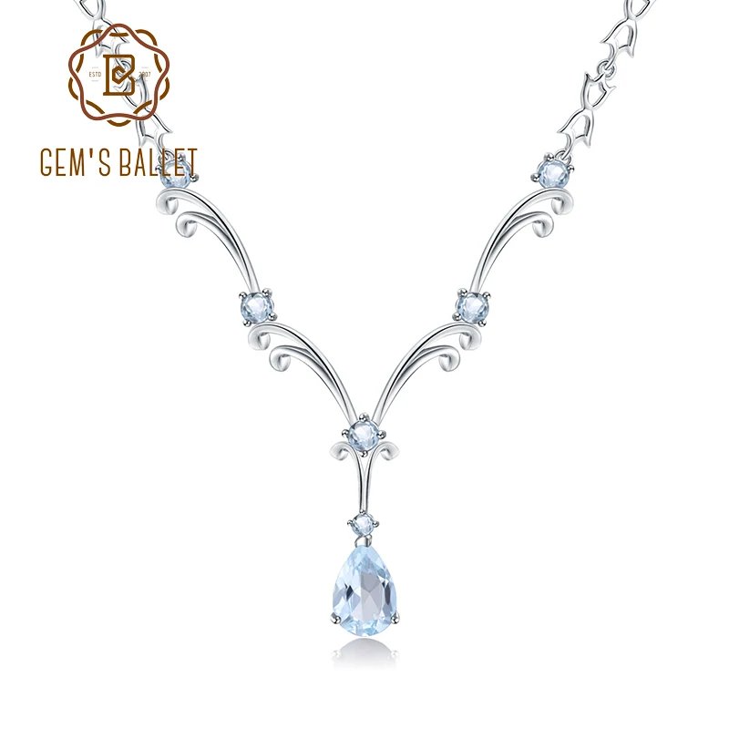 Sky Blue Topaz Sterling Silver Pendant Necklace