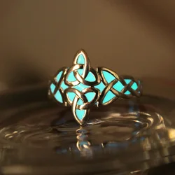 New Glow In The Dark Celts Ring Glow rings Celtics knots triquetera Ring Viking Luminous Open ring Glowing gift