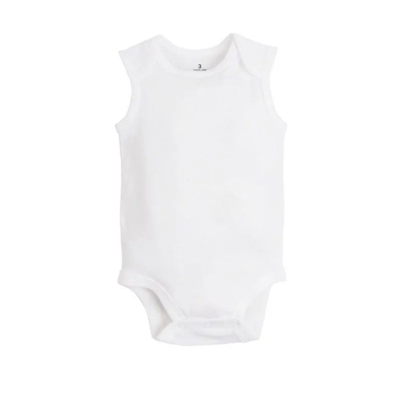 3Pcs/Lot 2022 New Fashion Baby Gilr Boy Clothes Summer Sleeveless Newborn Baby Clothing 100% Cotton White Color Baby Bodysuits