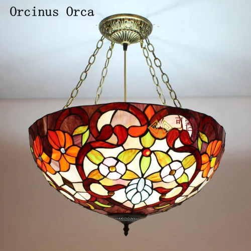 European stained glass chandelier living room dining room bedroom Mediterranean creative painted LED Chandelier free shipping