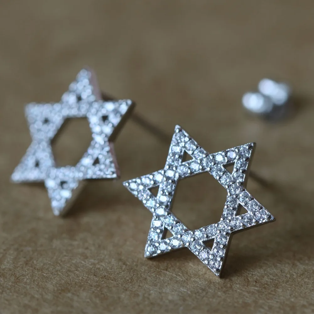 925 Sterling Silver David Star Stud Earrings Knot Stars Tiny pendientes For Women Girl Homme Bijoux Simple Piercing Body Jewelry