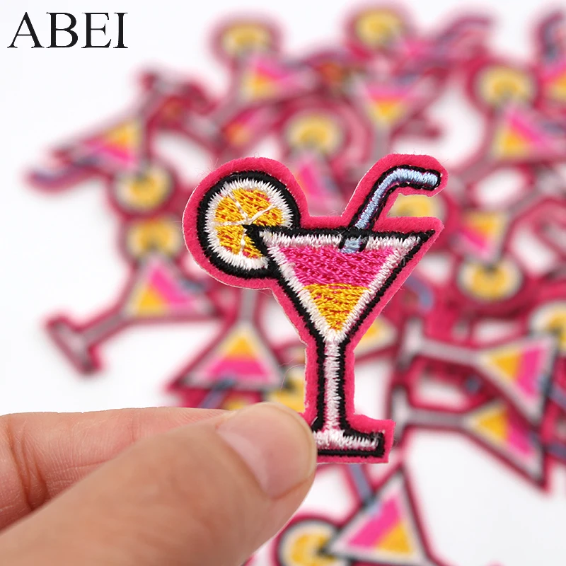 10pcs/lot Embroidery Small Drinks Stickers Iron On lemon Juice Kids Clothes Appliques Handmade Sewing Patchwork Baby Jeans Badge