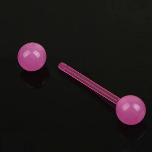7Pcs Tongue Ring Barbell Body Piercing Jewelry Luminous Glow Acrylic Tongue Rings Nose Barbell Bars