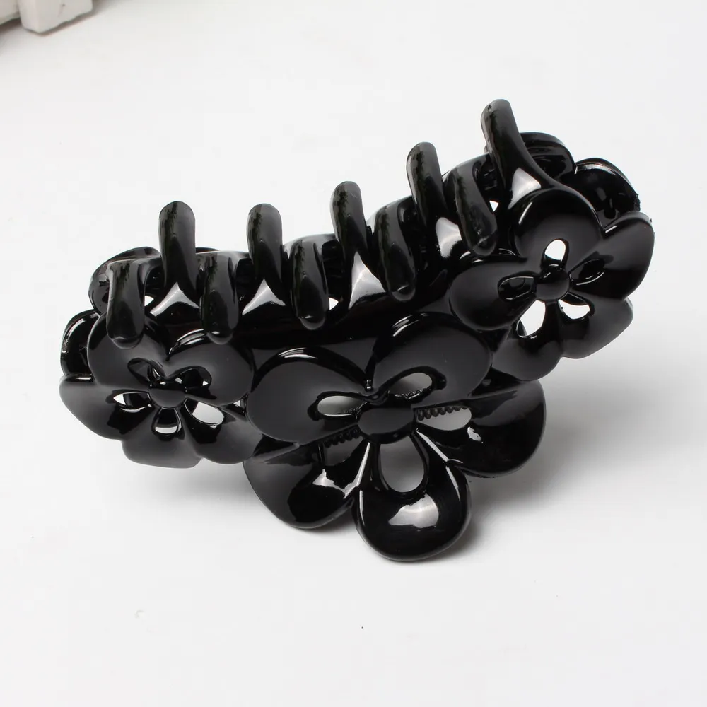 9cm Large flower Plastic Hair Claws for Women Thick Hair Curved Hair Jaw Clips Crab Clamp Grasp Accessories Girls Hairwear