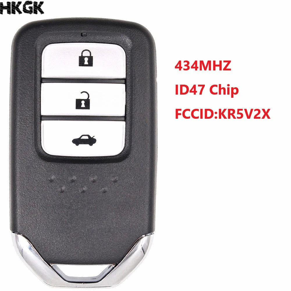 

3 Button Smart Remote Car Key 434MHz 47 Chip for Honda City/Jazz Civic Grace XR-V Bean Wisdom X-Fit