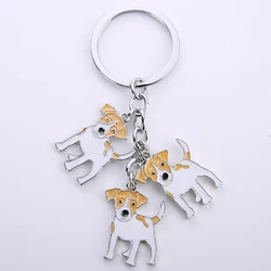 Llavero con colgante de Jack Fisher Terrier para hombre y mujer, soporte para llaves de coche, regalo para bolso, joyería con abalorio para mascota