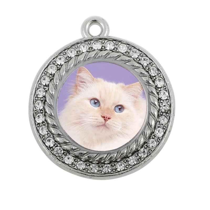 RAGDOLL CAT CIRCLE SQUARE CHARM antique silver plated jewelry