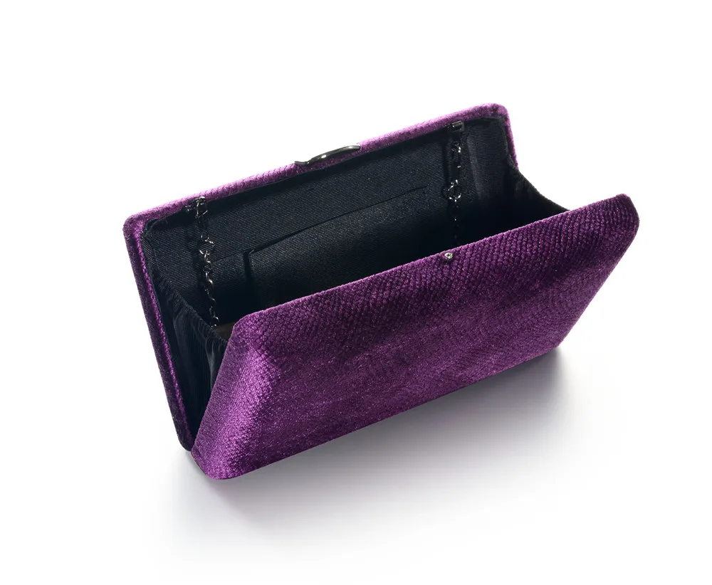 Grey/Green/Navy blue/Purple Velvet Fabric Hard Case Box Clutch Bag Evening Bags for Womens Party Prom Wedding