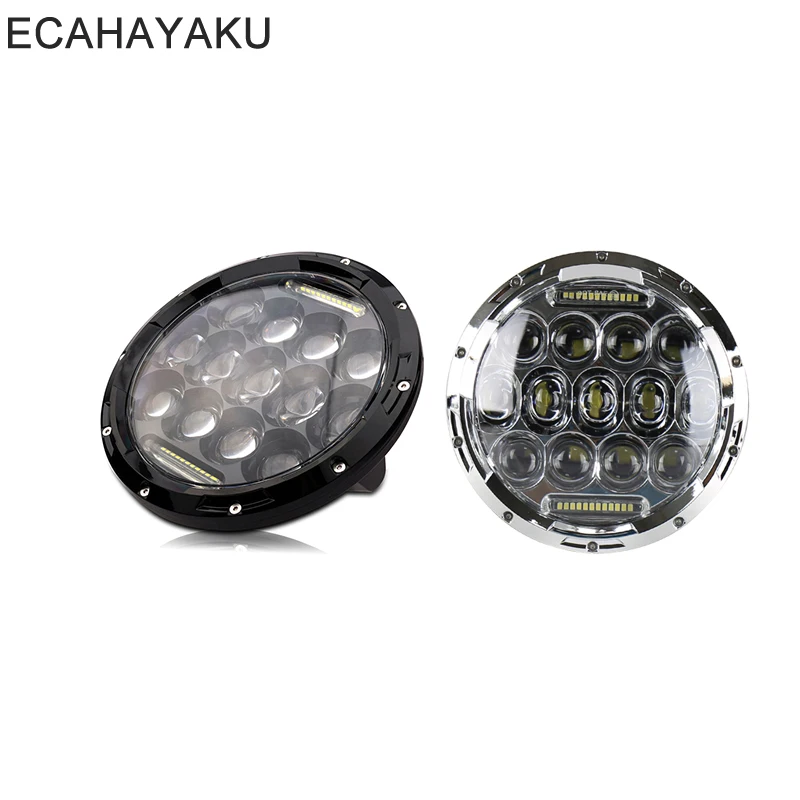 

ECAHAYAKU 7inch Round Led Headlight 75W High Low Beam Light Headlamp DRL H4 Adapter For Off-road 4x4 Wrangler JK CJ Motorcycle