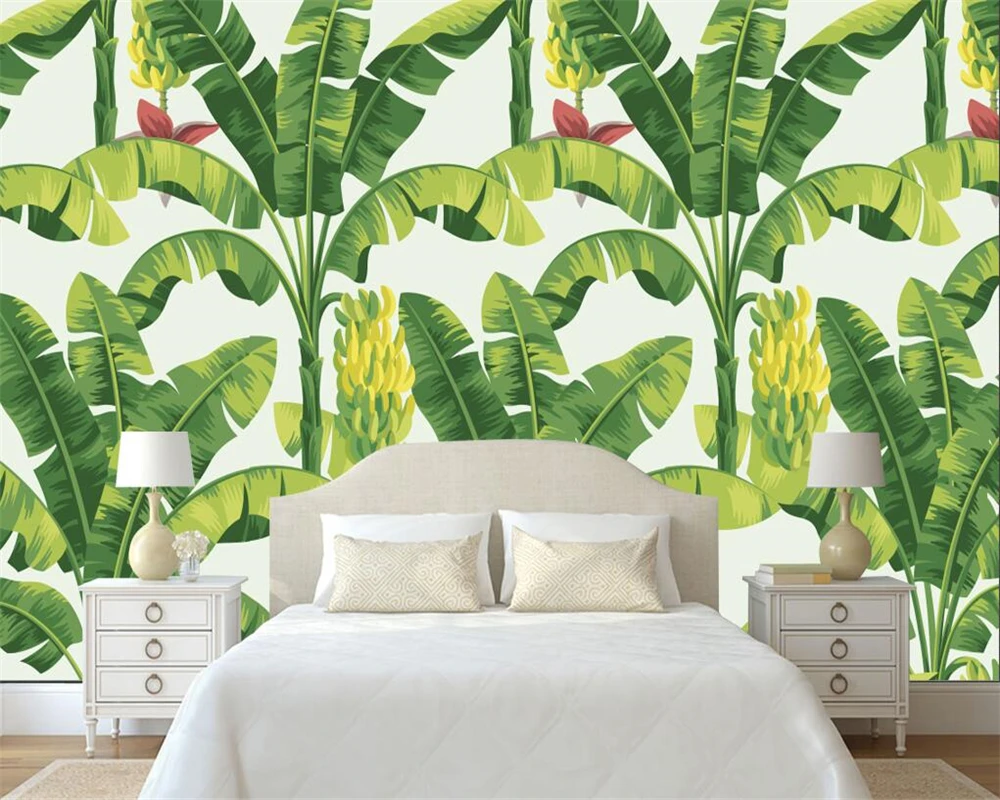 

Beibehang Custom wallpaper modern simple tropical rain forest plant banana leaf mural home decoration TV backdrop wall wallpaper