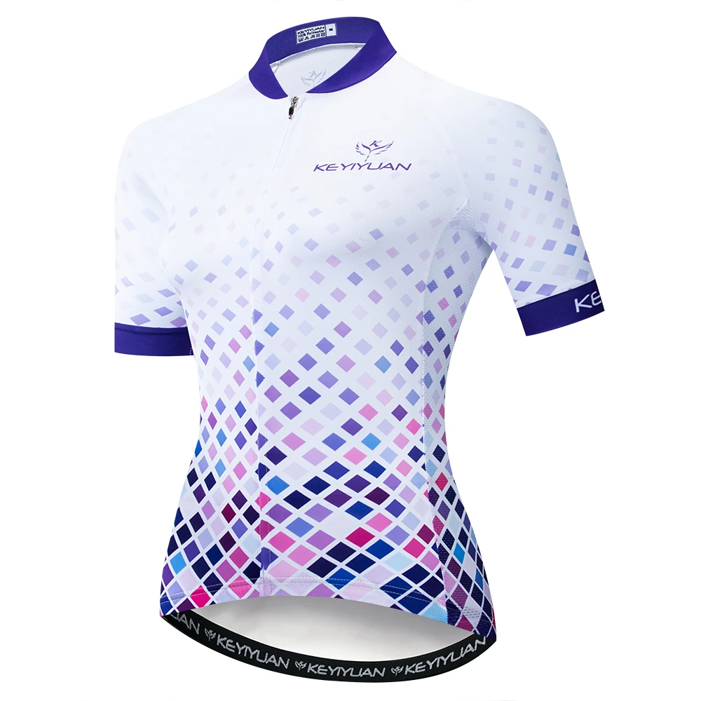 

2019 Keyiyuan Summer New Road Racing Bike Riding Equipment Quick Dry Breathable Women's White Short Sleeve Top