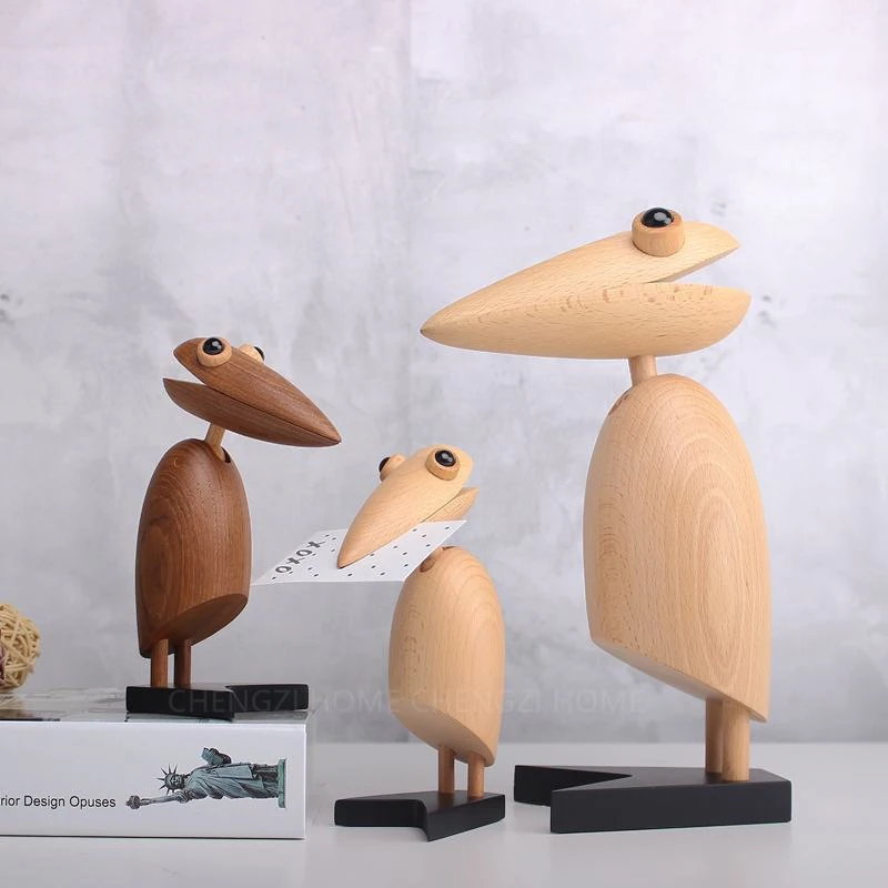 

Europe Creative High-quality Teakwood carving woodpecker miniature figurines tabletop craft Living room home decoration