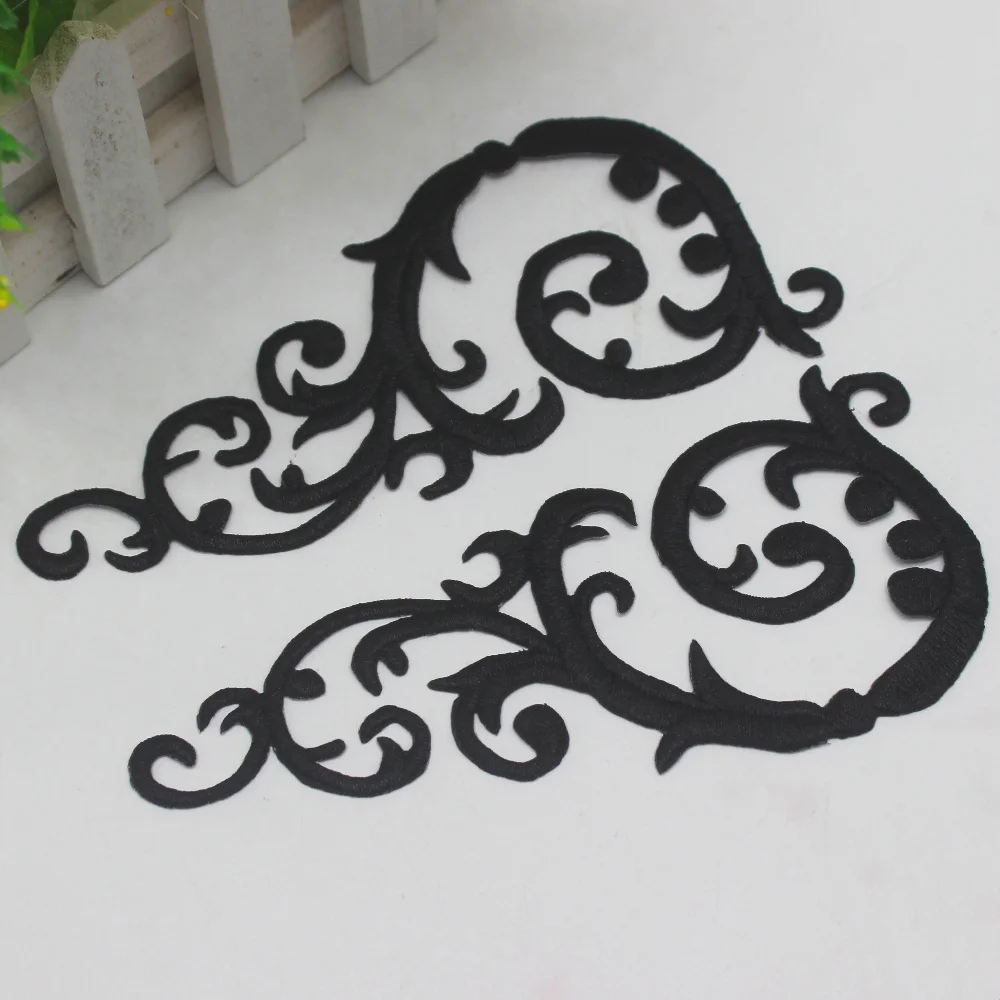 Gold Embroidery Patches Iron On Appliqued Mirror Pairs Diy Garment Costumes Trims 16cm*7.5cm