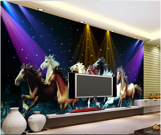 Custom 3D large mural,The eight horses papel de parede,KTV,Bar  wall paper