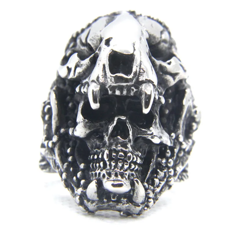 Indian Jaguar Warrior Skeleton Ring 316L Stainless Steel Vintage Punk Men Jewelry