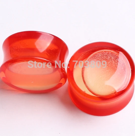 Wholesale 80pcs/lot mix 6-20mm HOT SALE! 2015 glow in dark Red liquid ear tunnel plug Gauge body jewelry free shipping