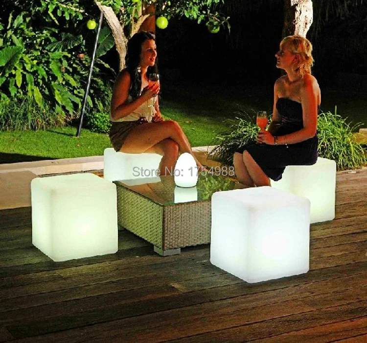 2015 free shipping 50cm LED cube chair for outdoor party/Led Glow Cube Stools Led Luminous Light Bar Stool Color Changeable