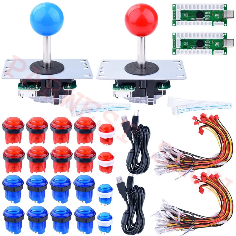 Arcade DIY Kit Part 8 Way Joystick +16 x LED Illuminated Push Button + 1 Player USB Controller for Raspberry Pi 3B Model Project