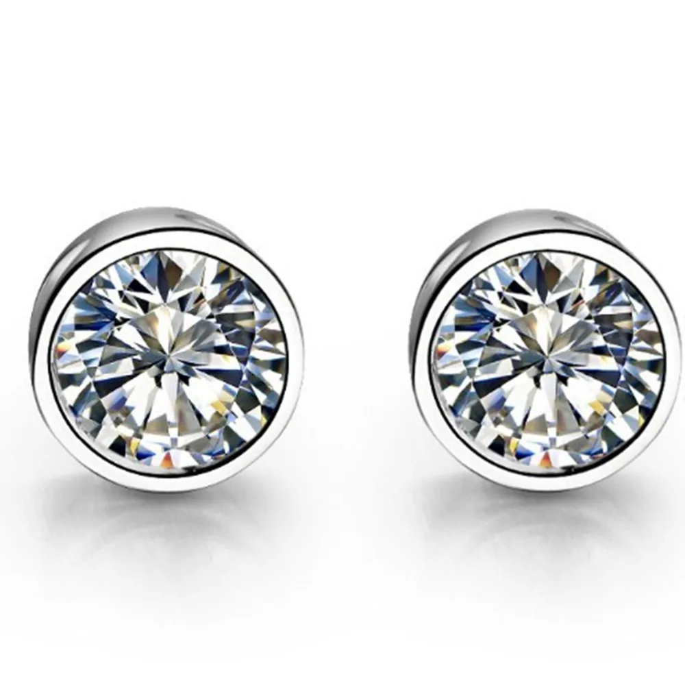 

1Ct/each Round Cut Brilliant Certified D Moissanite Earrings Solid 14K White Gold Female Promise Earrings Stud