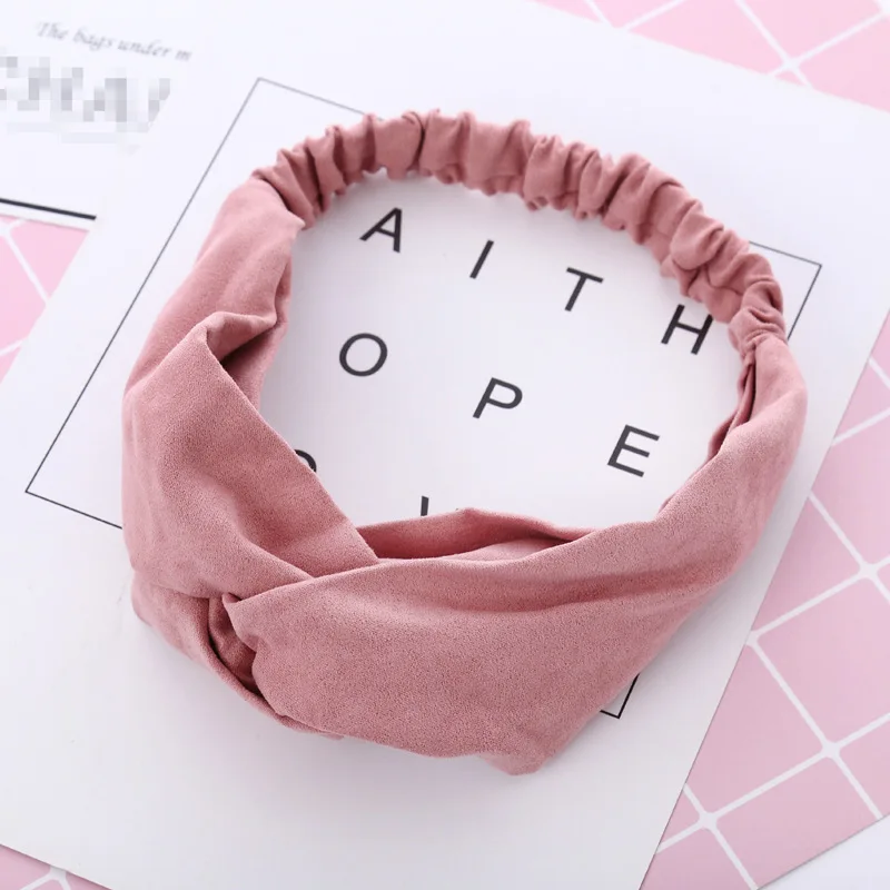 For Women Spring Autumn Suede Headband Vintage Cross Knot Elastic Hair Bands Soft Solid Girls Hairband Hair Accessories  