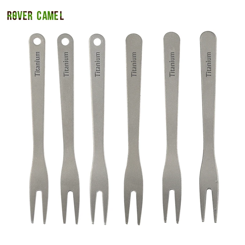 Rover Camel Light Weight Outdoor and home titanium fruit fork Dessert salad Fork