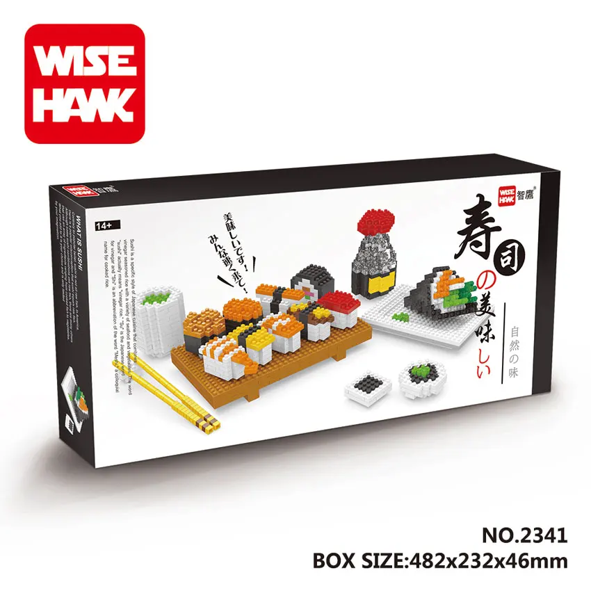 WiseHawk Hot Selling Delicious Sushi Food Mini Blocks Kids Toys 3D Assembly Plastic Model Construction Building Bricks