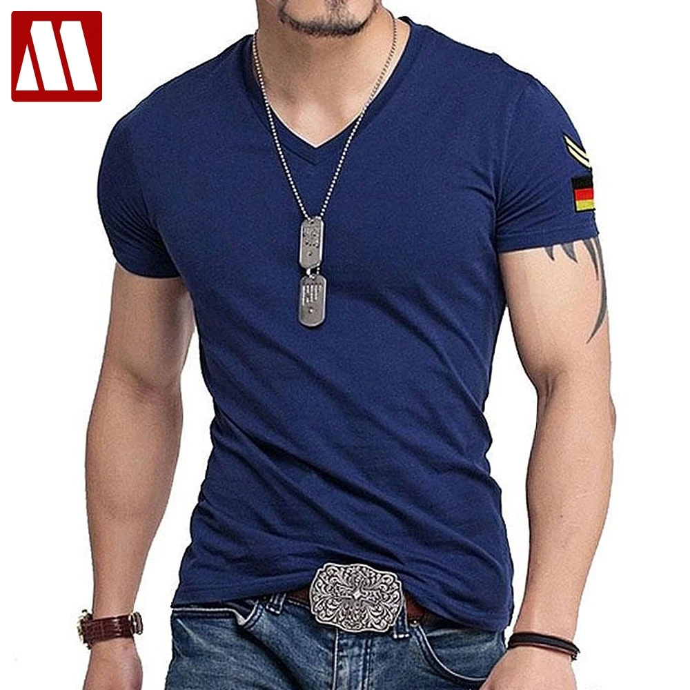 2024 Man Military T Shirt Fit Short Sleeved T-shirts Fashion Casual Cotton Tee Shirt Men\'s V-neck Slim for Men Plus Size to 5XL