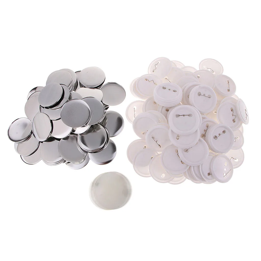 100 set di bottoni rotondi da 58mm forniture per artigianato spilla per Badge per parti di bottoni in metallo acrilico